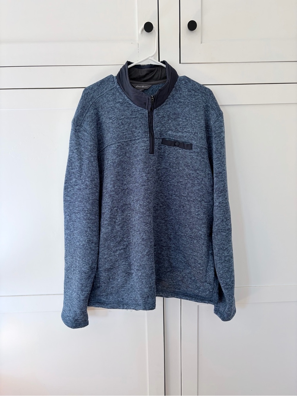 Men’s Eddie Bauer Blue Fleece Quarter Zip Pull Over Sweater Size XL